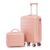 14″/20″ 2 pcs/set in ABS Spinner Wheel Luggage, with Combination Lock,14″ Cosmetic Case (Pink)