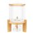 14 in H Rice Dispenser, 5l Glass Food Storge Container For Kitchen Organization And Pantry Store W/Airtight Lid, Measuring Cup And Wooden Stand For Grain Coffee Beans Dry Food.