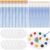150 Pcs Paint Brushes Palettes Set, 100 Pcs Nylon Painting Brushes and 50 Pcs Round Paint Trays, Art Acrylic Painting Supplies for Oil and Watercolor Painting