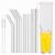 16-Piece Metal Straw Set, Stainless Steel Straws with 4 Long and 4 Short Straws, 4 Long and 4 Short Curved Straws, 2 Brushes and Bag, Dishwasher Safe