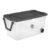 160 Qt Oversized Clear Plastic Wheeled Storage Bin with Gray Frame and Latching Lid, Smooth Built-In Rolling Wheels for Easy Transport, Stackable Transparent Organizer for Household Sundries