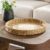 16 Inch Round Natural Water Hyacinth Woven Decorative Tray with Removable Clear Acrylic Insert, Multipurpose Table Accent Tray for Candles Small Decor Items Display