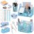 17 in 1 Blue Desk Organizers and Accessories Set, 3 Office Desk Supplies Storage Organization, 4 Pens, Stapler, Staples & Remover, Tape & Dispenser, Scissors, Ruler, Clips, Hole Punch, Back to School