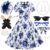 1950s Dresses for Women Polka Dot Tea Party Dress Set(BlueRose-M)