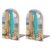 1 Pair Wood Turquoise Wood Surfboard Book Ends with Metal Base for Shelf