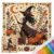 1PC Halloween Stamped Cross Stitch Kit Witch Pumpkins 11.81×11.81in