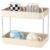 2-Tier Countertop Organizer, 13 x 9.1 in Beige Shelf with Removable Drain Tray, Space Saving Storage Rack for Bathroom, Kitchen, Coffee Station, Metal Frame and ABS Tray