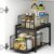 2-Tier Under Cabinet Pull-Out Basket Organizer, Heavy Duty Wire Storage Shelf with Slide-Out Drawers, Hanging Under Shelf Kitchen Organizer for Spice Bottles Jars and Condiments