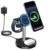 2026 3 in 1 Wireless Charging Station Compatible with MagSafe, 15W Fast Magnetic Mag-Safe Charger Stand for Apple iPhone 17 16 15 14 13 12 Series iWatch AirPods Pro 4 3 2, SilverBlack