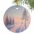 2026 Christmas Ornaments, Pink Winter Landscapes Round 3″ Ceramic Christmas Ornaments for Friend, Nature Snow Forest Sunset Double-Side Ornament Xmas Decorations