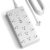 20Ft Extension Cord with Multiple Outlets, Flat Plug Power Strip with 2100J Surge Protector, 13 Outlets, 2 USB A, 2 USB C, Desk USB Charging Station, Home Office, College Dorm Room Essentials, White