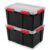 20 Gallon Waterproof Plastic Storage Bin with Lid 2 Pack, Heavy Duty Stackable Storage Container Box with Gasket Seal and Durable Latches, Black, 26.1 x 19.3 x 13 in. (2)