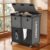 225L Laundry Basket with Wheels, Rolling Laundry Hamper with Cloth Cover, Laundry Cart with Metal Frame & Removable Bag, Large Dirty Clothes Hampers for Bedroom Aesthetic, Laundry Room Bathroom, Grey