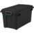 22 Gallon Plastic Storage Box with Lockable Lid, Heavy Duty Stackable Tote for Garage Basement, Black