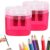 2/4/8Pcs Pencil Sharpeners, Handheld Pencil Pharpener with Lid, 2 Holes Mini Compact Colored Manual for Classroom, Back to School, Home & Office(Pink 2pcs)