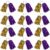 24PCS Cheerleading Pom Poms Bulk Metallic Foil Pom Poms with Baton Handle for Game Sports Squads Dancing Party Football Basketball Club Spirit Sports Stage Performance Celebration Gold Purple