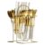 24 Pcs White Gold Cutlery Set with Holder, 304 Stainless Steel Flatware Service for 6, Ceramic Handle Spoon Fork Knife with Mirror Polished Finish, Mirror Shine Dinnerware, Rustproof Kitchen Dining