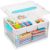 24QT Clear Plastic Craft Organizers and Storage, Art Supply Organizer with Removable Tray and Dividers, Craft Supplies Organizer with Handle, Arts and Crafts Bin for Sewing, Coloring Book, Crayon
