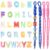 26Pcs Chunky Letter Beads with 4 Paracord Keychains for Keychain Bag Charms