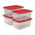27 Gal Heavy Duty Clear Storage Tote with Red Snap Lid(Pack of 4)