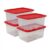 27 Gallon Clear Storage Bin with Red Snap Lid, Heavy Duty Plastic