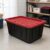 27 Gallon Large Storage Bin with Snap Lid, Heavy Duty Plastic Storage Container,For Garage, Basement, or Outdoor,Heavy Duty storage Totes,Black and Red,1 Piece