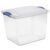 27 Quart Medium Latching Storage Bin, Clear Plastic Storage Container with Blue Latch Lid, Stackable Organizer Box for Closet Pantry Garage Organization