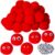 2 Inch Large Pom Poms 36 Pieces Fuzzy Pompoms with 150 Pieces Wiggle Eyes for Crafts Decorations (Red)