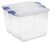 (2 pack) 27 Quart Medium Latching Storage Bin, Clear Plastic Stoarge Conatiner with Latch Lid, Blue