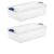 (2 pack) 32 Quart Medium Latching Storage Bin, Clear Plastic Storage Container with Latch Lid, Blue