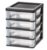 (2 Pack) 4-Drawer Compact Desktop Organizer, Stacking Black-Clear Unit