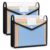 2 Pack Clear Expanding File Organizer Envelope Important Document Folder with Snap Closure Plastic Document Holder File Folder Large Capacity with Black Trim Fit Letter/A4 Size