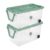 2 Pack Green 160 Quart Oversized Wheeled Storage Container, Durable Clear Rugged Storage Bin with Secure Snap Latching Lid & Pull Handle, Large Capacity Rolling Tote for Attic Garage Organization