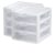 2 Pack Mini 3-Drawer Desktop Organizer, White Plastic Transparent Storage Unit
