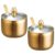 2 Pack Spice Containers with Spoon, Golden 304 Stainless Steel Seasoning Jars, Airtight Kitchen Storage for Herbs, Clear Glass Lid, Cylindrical Design for Salt, Sugar and Condiments