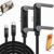 2 Pack USB C to C/Lightning Invisible Holder Charger Cable, 240W 90° Right Angle Fast Charging Cable & Phone Holder 2-in-1, Sideways Flat Phone Charger with Stand for iPhone 17/16/15/14/13/Android