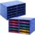 2 Pcs 10 Slots Construction Paper Storage Blue with Astronaut Sturdy Cardboard Literature Organizer Back to School Classroom Paper Storage Desktop Mailbox File Sorter for Teacher Student Office Home