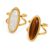 2PCS Chunky Stackable Rings Adjustable Cream Resin & Tiger Eye