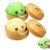 2pcs Dumpling Bubble Blowing Squishy, Mini Steamer Basket Stress Relief Fidget Toy, Soft Squeeze Toy for Anxiety, Office Desk, Green and Yellow