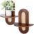 2 Pcs Floating Wall Shelves, Wall Mounted Bohemian Rattan Shelf Supports 20 Lbs, Decorative Wood Mid Century Style for Bedroom, Living Room, Laundry Room, Solid Wood Frame, Arched Panel