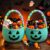 2Pcs Halloween Teal Pumpkin Trick or Treat Baskets with String Lights, Reusable Cotton Rope Woven Candy Basket with Handle, Halloween Party Favor & Storage Basket for Teens Adults