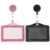 2 Pcs Rhinestone Badge Holder Horizontal, Bling Crystal ID Badge Holders with Retractable Reel Clip for Business Office School (Black and Pink)