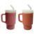 2PCS Silicone Straw Cup 10 OZ Baby Cups Shatterproof Open Cup 6-12 Months, Silicone Drinking Training Cup with Handles & Straw Baby Toddler Spill-Resistant Baby Cup for On-the-Go (Red and orange)