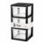3-Drawer Plastic Storage Tower, Black Frame, Clear Bins, 14″D x 12″W x 25″H
