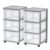 3-Drawer Slim Narrow Storage Organizer, 2-Pack, Black/Clear