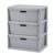 3-Drawer Wide Plastic Storage Cabinet, Gray Office Organizer File Cart