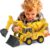 3-in-1 Construction Truck Toy, Excavator & Bulldozer & Cement Mixer, Working Digger Arm, Front Push Blade & Rotating Mixing Drum, Inertia-Powered Push-and-Go, Sandbox Vehicle for Boys Girls Age 3+