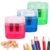 3-Piece Dual-Hole Manual Pencil Sharpener, Compact Clear Container, No-Spill Shavings Holder for Home, Office, Art Studio.