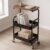 3-Tier Metal Rolling Cart with Wooden Tabletop, Mobile Utility Storage Rack Organizer with 2 Mesh Baskets and Lockable Wheels for Kitchen, Living Room, Office, Walnut Top