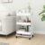 3-Tier Rolling Storage Trolley, Metal Utility Cart with Wheels, Slim Organization Rack for Kitchen, Office, Bathroom, White, 16.9 x 13.4 x 31.1 Inch